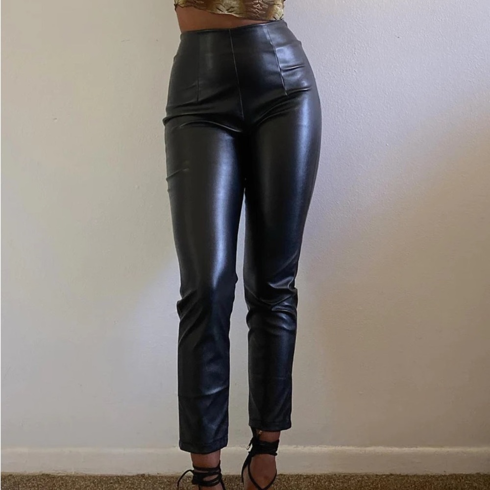 Princess Polly Black Leather Pants